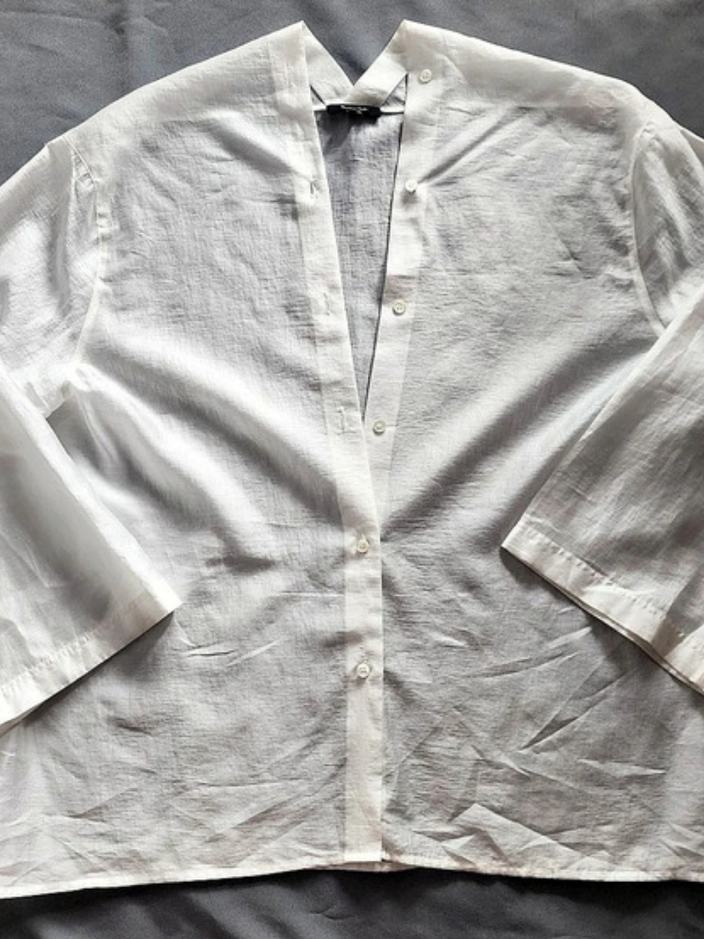 Massimo Dutti White V-Neck Button Down Blouse Shirt Loose Fit Size S